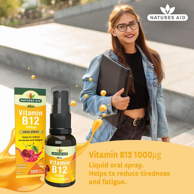 Natures Aid Vitamin B12 1000iu Oral Spray (Cherry Flavour) thumbnail 2