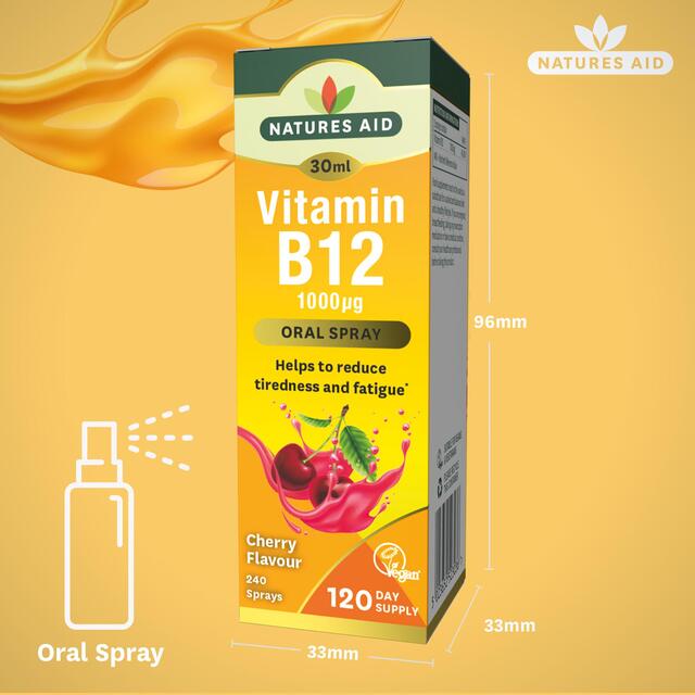 Natures Aid Vitamin B12 1000iu Oral Spray (Cherry Flavour) thumbnail 3