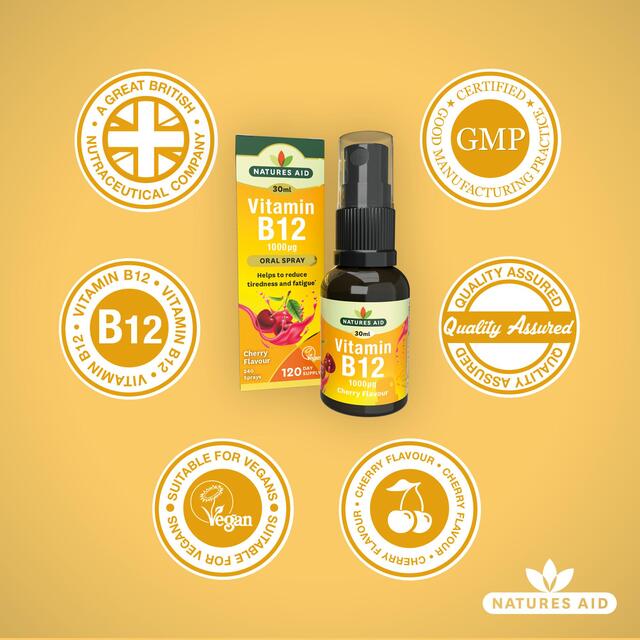 Natures Aid Vitamin B12 1000iu Oral Spray (Cherry Flavour) thumbnail 4