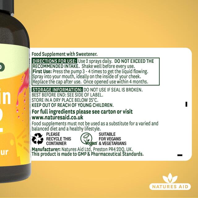 Natures Aid Vitamin B12 1000iu Oral Spray (Cherry Flavour) thumbnail 6