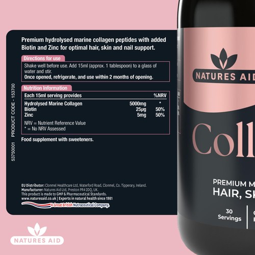 Natures Aid Collagen Liquid Strawberry & Lime thumbnail 5