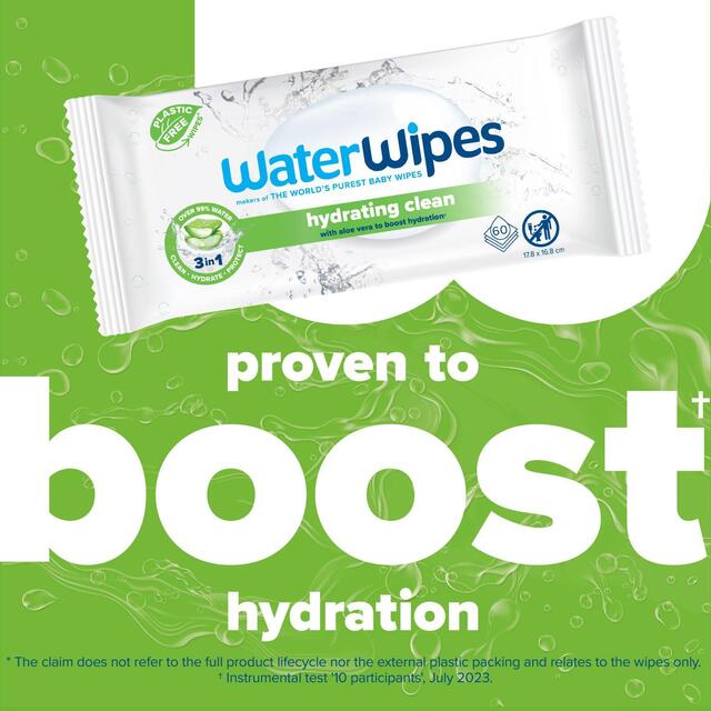 WaterWipes Hydrating Clean Baby Wipes 60 wipes thumbnail 3