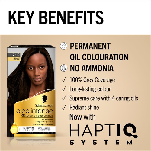 Schwarzkopf Oleo Intense Permanent Hair Colour, Black Brown 2-10 thumbnail 6