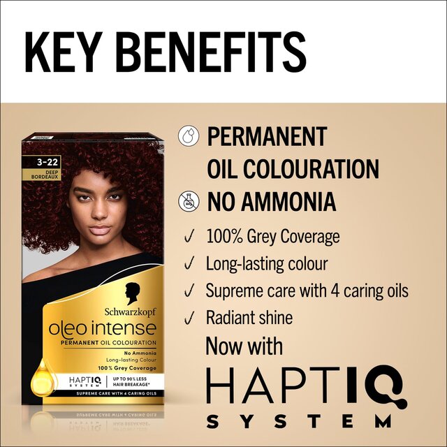 Schwarzkopf Oleo Intense Permanent Oil Colour 3-22 Deep Bordeaux Hair Dye thumbnail 2