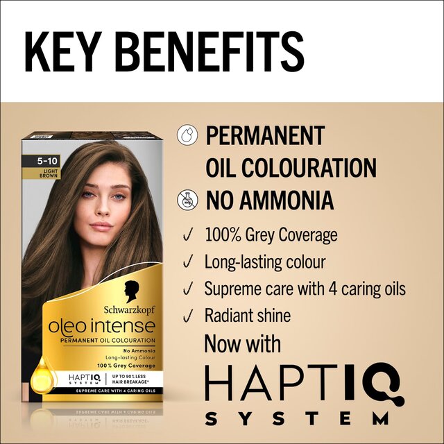 Schwarzkopf Oleo Intense Permanent Oil Colour 5-10 Light Brown Hair Dye thumbnail 7