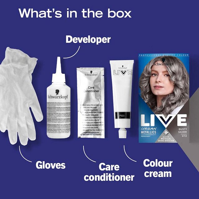 Schwarzkopf LIVE Urban Metallics Vibrant, Silver Hair Dye, Dusty Silver U72 thumbnail 2