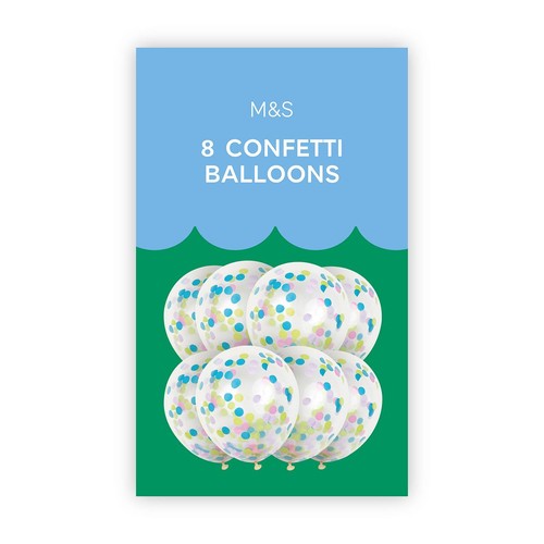 M&S 8 Rainbow Confetti Balloons