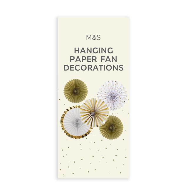 M&S Gold & Silver Hanging Paper Fan Decorations thumbnail 2