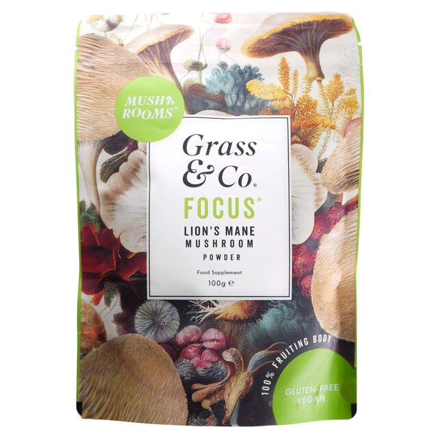 Grass & Co. FOCUS Lion's Mane Mushrooms Powder with Ginseng + Omega-3