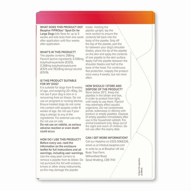 Beaphar FIPROtec Spot-On for Large Dog thumbnail 3