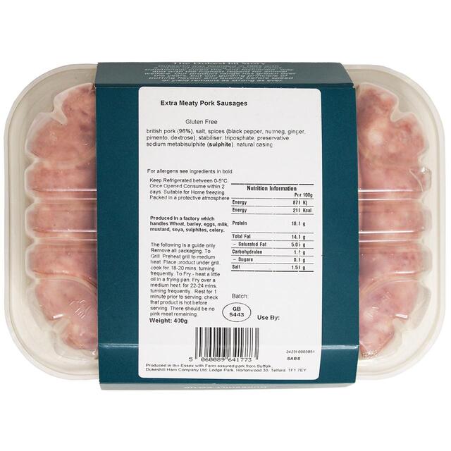 DukesHill British Outdoor Bred Gluten Free Pork Sausages (Extra Meaty) thumbnail 2