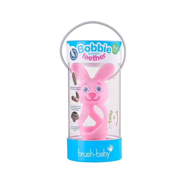 Bobbie Bunny Baby Teether Toy Rose Pink thumbnail 2