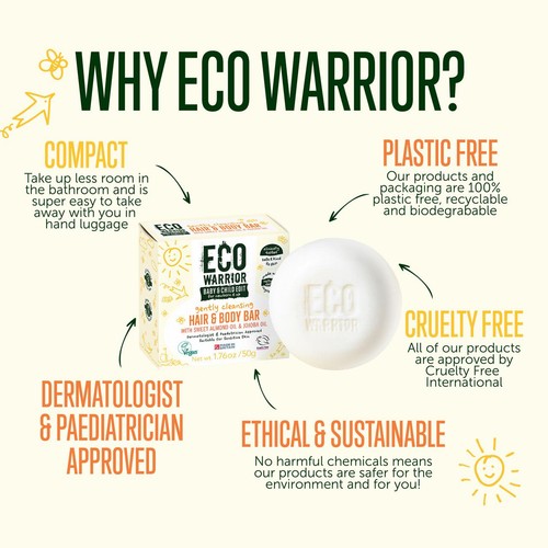 Eco Warrior Baby & Child Gently Cleansing Hair & Body Soap Bar  thumbnail 5