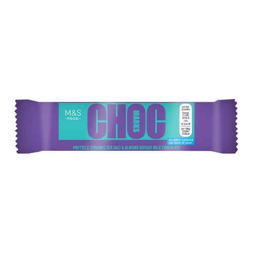 M&S Choc Marks Pretzel, Caramel Sea Salt & Almond Nougat Milk Chocolate thumbnail 2
