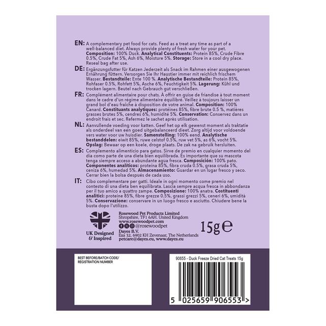 Rosewood Duck Freeze Dried Cat Treats thumbnail 2