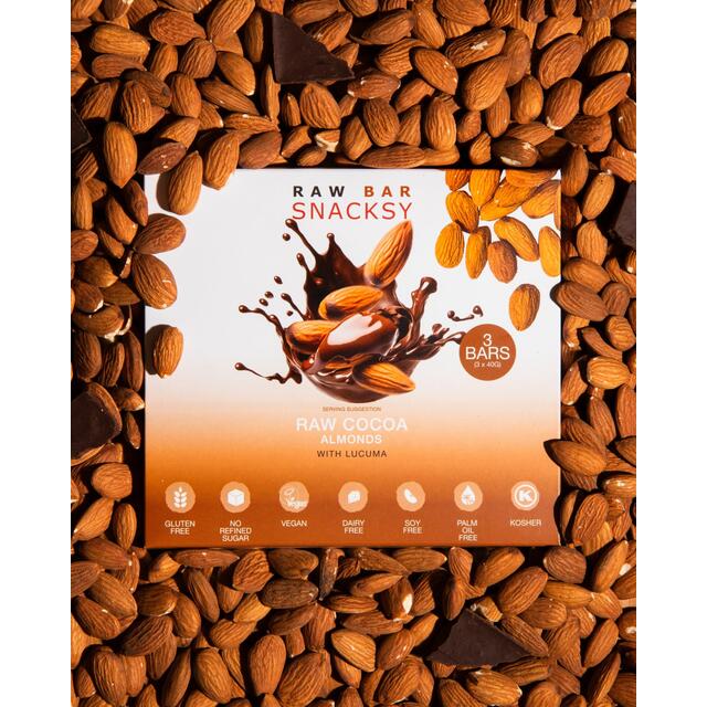 Snacksy Raw, Vegan, Alternative Chocolate Bar - Almond & Lucuma thumbnail 7