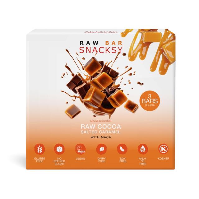 Snacksy Raw, Vegan, Alternative Chocolate Bar - Salted Caramel & Maca