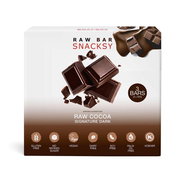 Snacksy Raw, Vegan, Alternative Chocolate Bar - Signature Dark