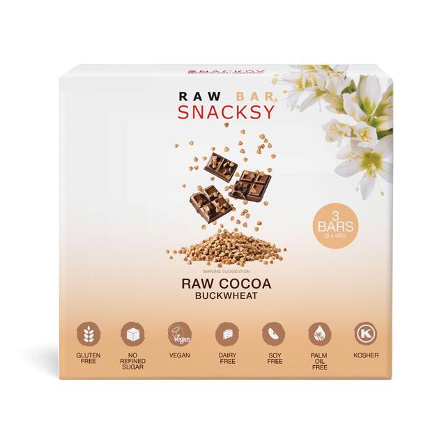 Snacksy, Raw, Vegan, Alternative Chocolate Bar with Buckwheat