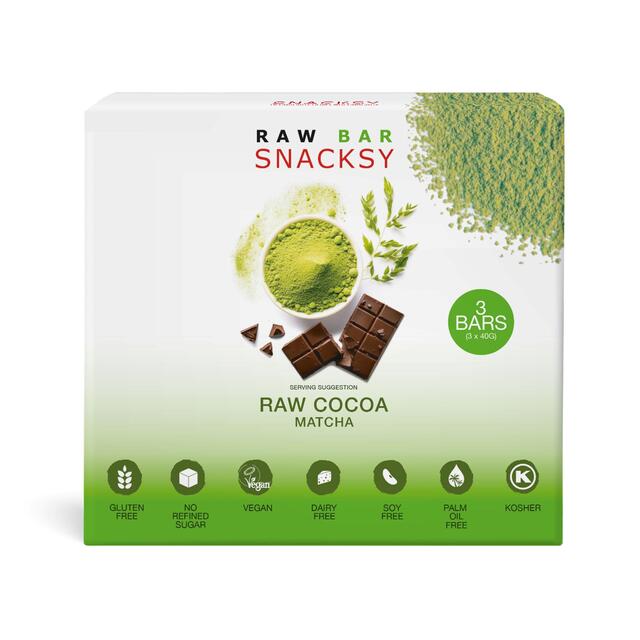 Snacksy Raw, Vegan, Alternative Chocolate Bar with Matcha