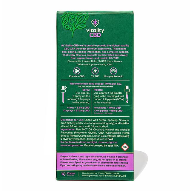 Vitality CBD Sleep Support Oil 1200mg, Dual applicator thumbnail 2