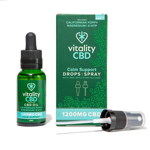 Vitality CBD Calm Support Oil 1200mg, Dual applicator