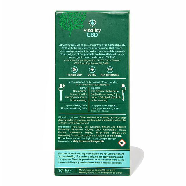 Vitality CBD Calm Support Oil 1200mg,  Dual applicator thumbnail 2