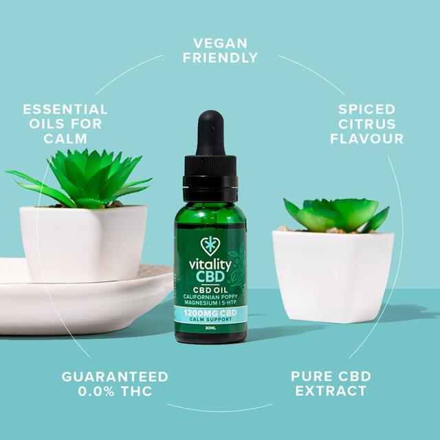 Vitality CBD Calm Support Oil 1200mg,  Dual applicator thumbnail 4