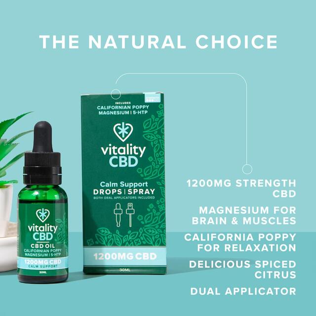 Vitality CBD Calm Support Oil 1200mg,  Dual applicator thumbnail 5