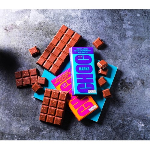 M&S Choc Marks Pretzel, Caramel Sea Salt & Almond Nougat Milk Chocolate thumbnail 3