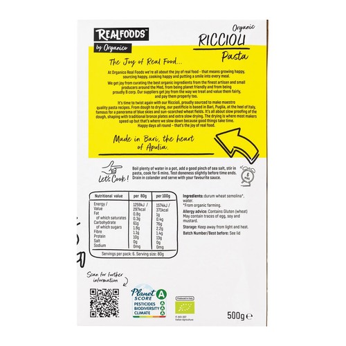 Realfoods Organic Riccioli Pasta thumbnail 2