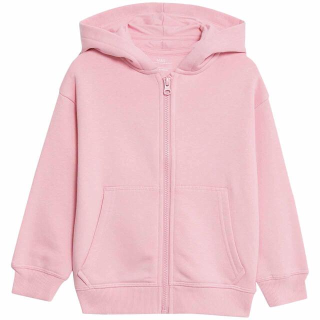 M&S Kids Cotton Rich Plain Hoodie, 2-7 Years, Rose