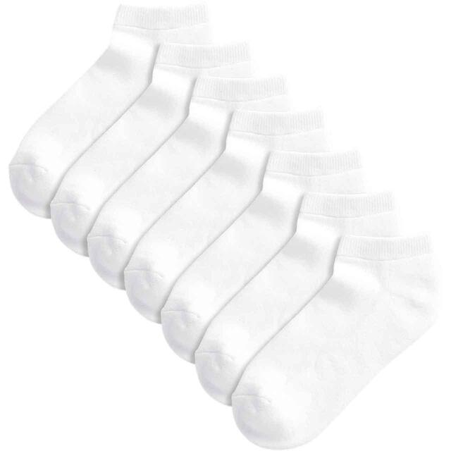 M&S Kids Half Terry Trainer Liner, White, 7 Pack