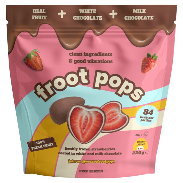 Froot Pops Freshly Frozen Strawberries Coated in White & Milk Chocolate