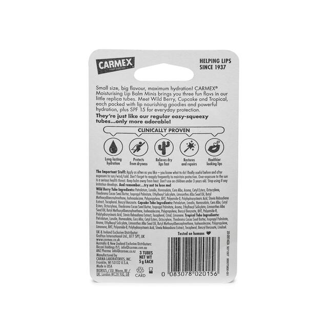 Carmex Minis SPF15 Tingle Free Lip Balm Tube 3 Pack thumbnail 3