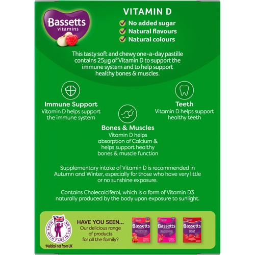Bassetts Vitamins Adult Vitamin D Apple & Raspberry thumbnail 2