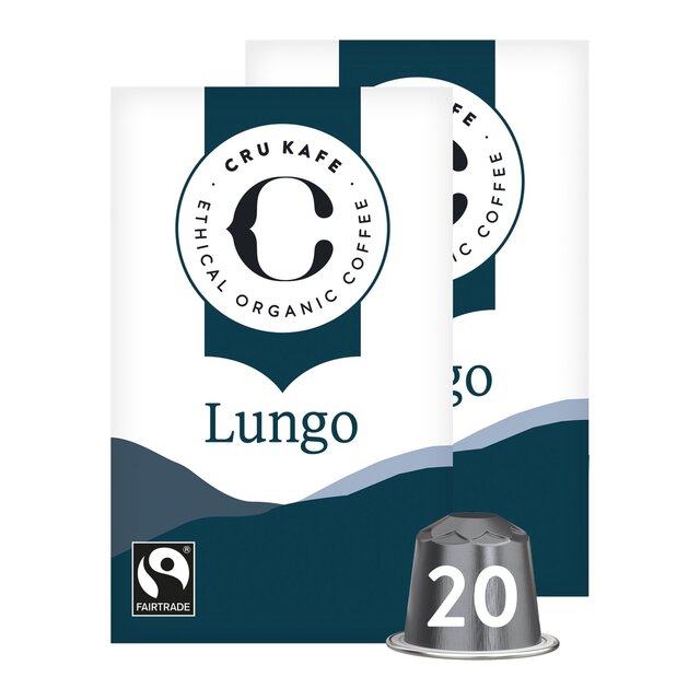 CRU Kafe Organic Fairtrade Lungo Pods 20s