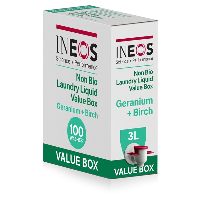 INEOS Non Bio Laundry Liquid XXL Value Box Geranium + Birch 100 Washes