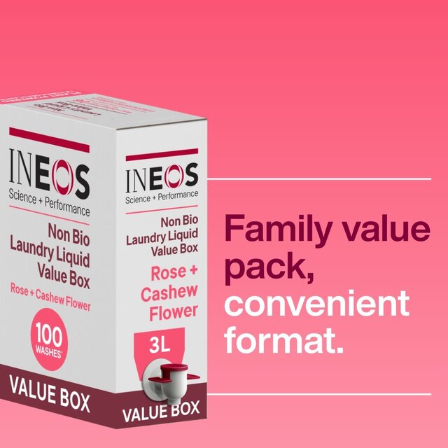 INEOS Non Bio Laundry Liquid XXL Value Box Rose + Cashew Flower 100 Washes thumbnail 3