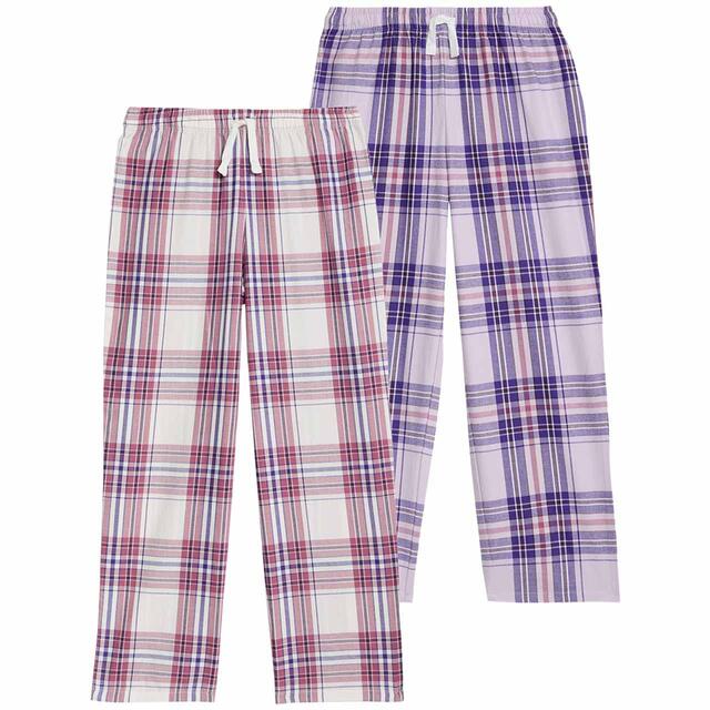 M&S Check Pyjamas, 7-12 Years, Grey, 2 Pack thumbnail 2