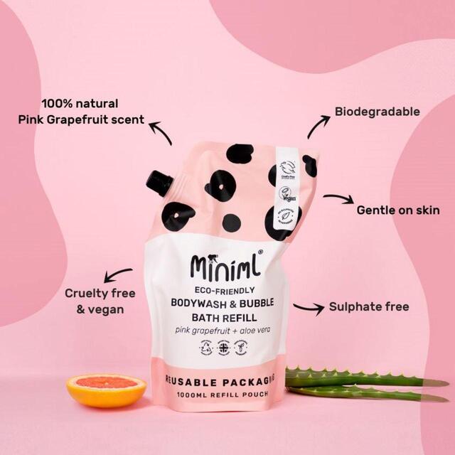 Miniml Bodywash & Bubble Bath Refill Pink Grapefruit & Aloe Vera thumbnail 2