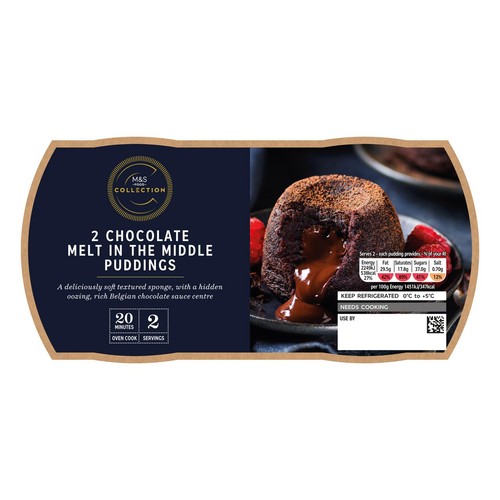 M&S 2 Chocolate Melt in the Middle Puddings thumbnail 2