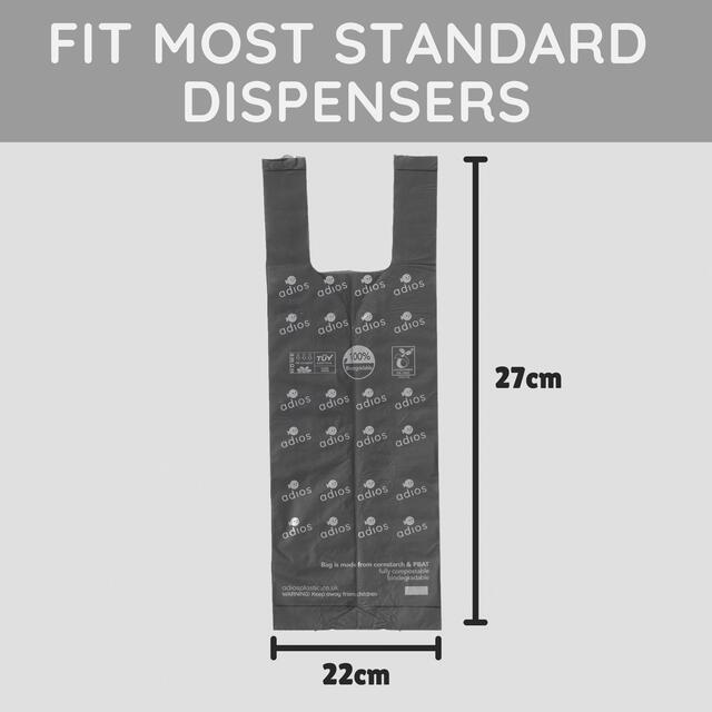 Adios Compostable Dog Poo Bags with Handle, Grey thumbnail 4