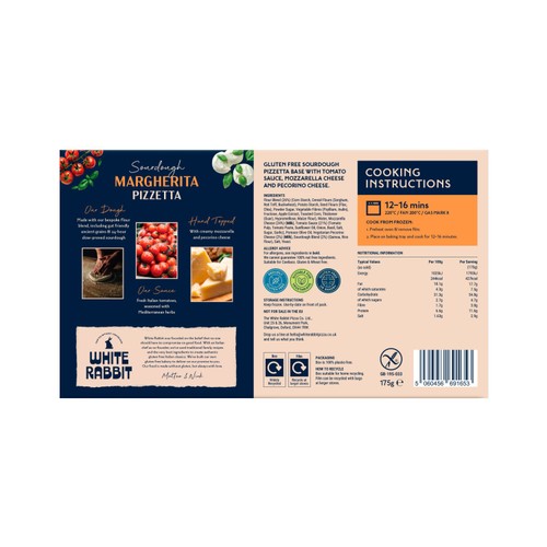 White Rabbit Gluten Free Sourdough Margherita Pizzetta thumbnail 2