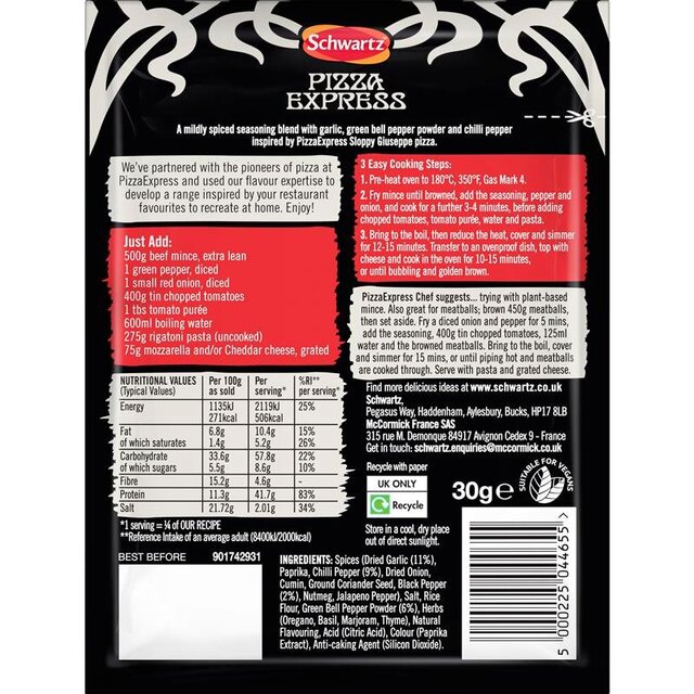 Schwartz x Pizza Express Spicy Beef & Pepper Pasta Bake Recipe Mix thumbnail 3