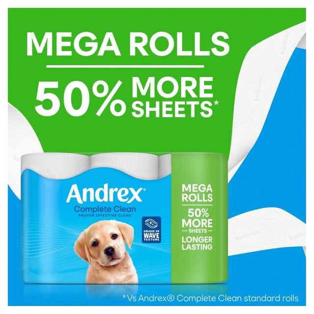 Andrex Complete Clean Toilet Roll Mega Rolls thumbnail 2
