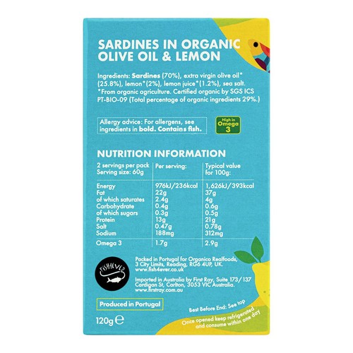Fish 4 Ever Whole Sardines in Organic Lemon & Olive Oil thumbnail 2