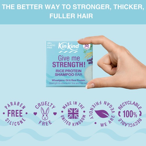 KinKind Give me STRENGTH! Shampoo Bar with Wheatgerm Oil and Rice Protein thumbnail 2