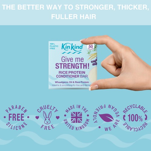 KinKind Give me STRENGTH! Conditioner Bar with Wheatgerm Oil & Rice Protein thumbnail 2