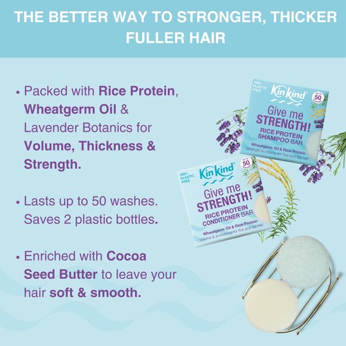 KinKind Give me STRENGTH! Conditioner Bar with Wheatgerm Oil & Rice Protein thumbnail 3